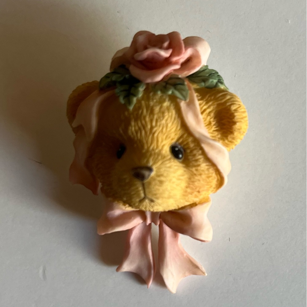 Vintage Bear Flower Bow Pin